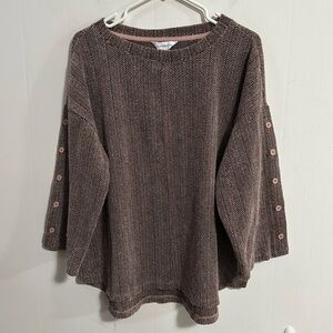 Liz Claiborne “Rose quartz” sweater tunic with button decor on sleeves NWT  XXL